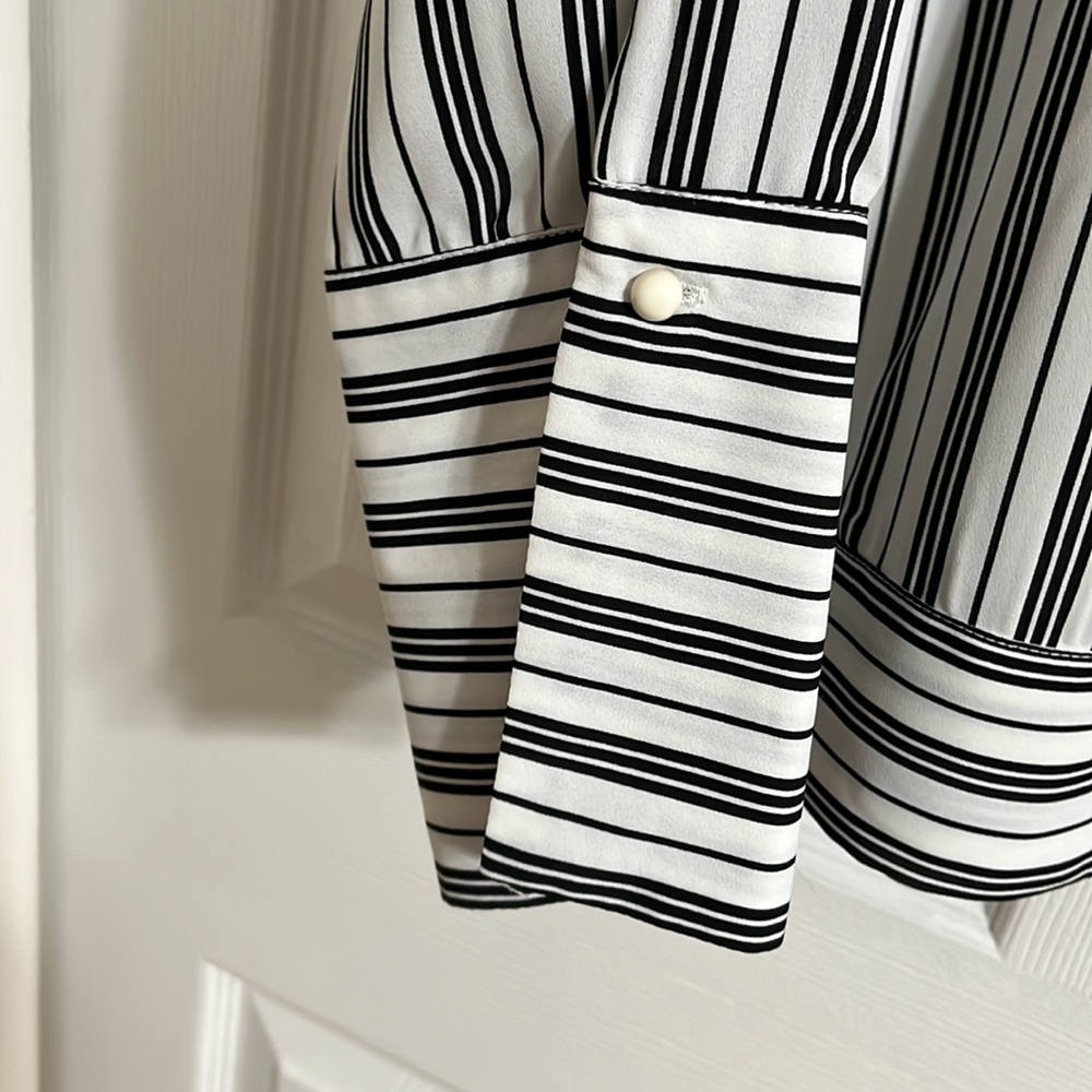 Pleione Black and White stripe blouse - Picture 3 of 6